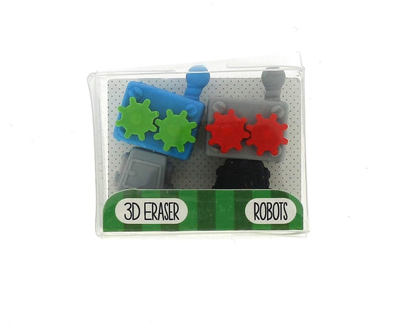2 LITTLE ROBOTS Novelty Erasers Pack of 2 Small Erasables