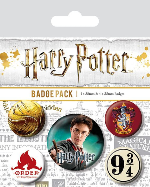 HARRY POTTER Official Pin Backed Badge Pack GRYFFINDOR