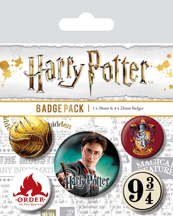 HARRY POTTER Official Pin Backed Badge Pack GRYFFINDOR