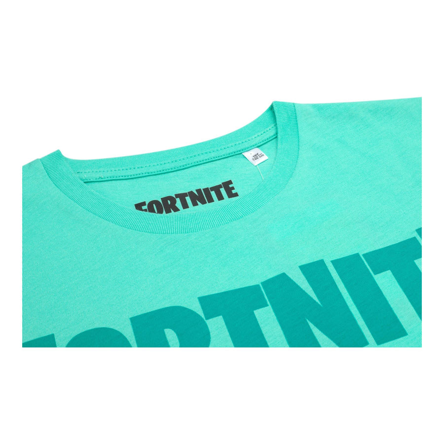 FORTNITE | Toys & Gamers | LOGO | Cyan | Short Sleeved | Unisex Kids | Crew | Gaming Cotton T-Shirt Sizes 10 - 16 Years
