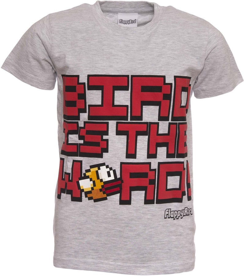 FLAPPY BIRD T-shirt | Official Shirt | BIRD IS THE WORD | Youth | 7-8 | GREY