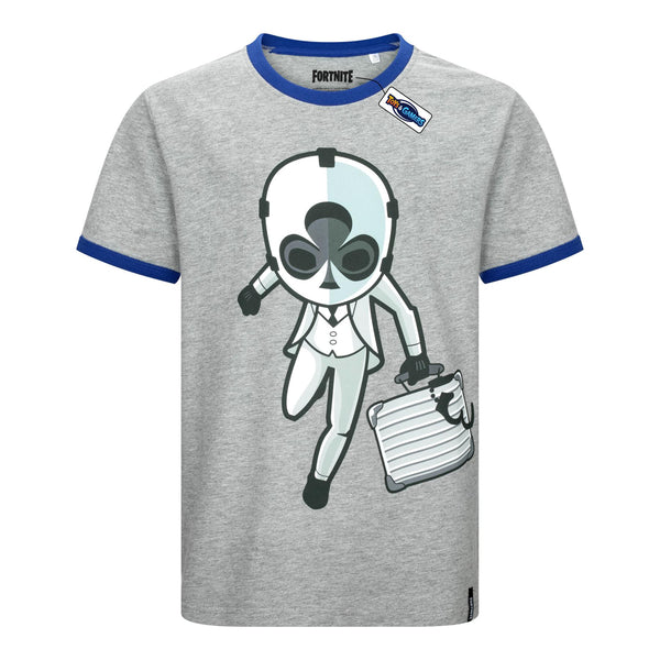 FORTNITE | WILD CARD | Grey | Short Sleeved | Unisex Kids | Crew | Gaming Cotton T-Shirt Sizes 10 - 16 Years