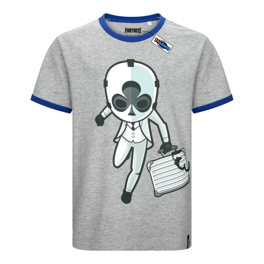 FORTNITE | WILD CARD | Grey | Short Sleeved | Unisex Kids | Crew | Gaming Cotton T-Shirt Sizes 10 - 16 Years