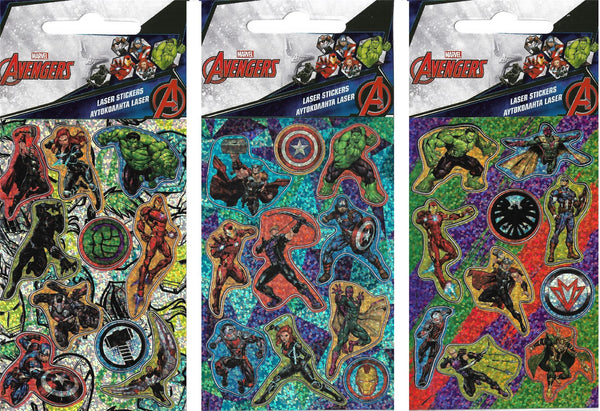 AVENGERS Holographic 10 Sticker Sheet - 3 x Packs