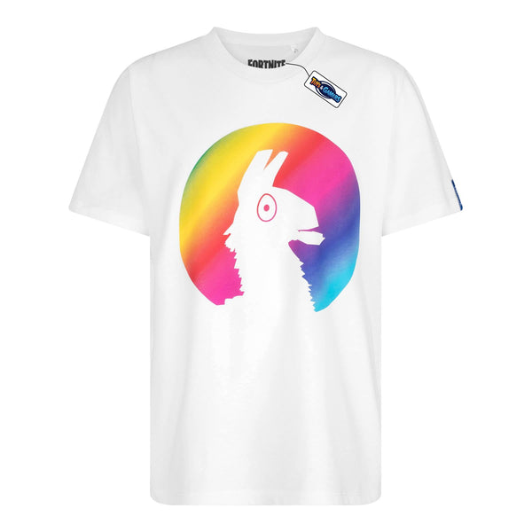 FORTNITE | Toys & Gamers | RAINBOW LLAMA | White| Short Sleeved | Unisex Kids | Crew | Gaming Cotton T-Shirt Sizes 10 - 16 Years