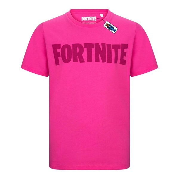 FORTNITE | Toys & Gamers | LOGO | Pink | Short Sleeved | Unisex Kids | Crew | Gaming Cotton T-Shirt Sizes 10 - 16 Years