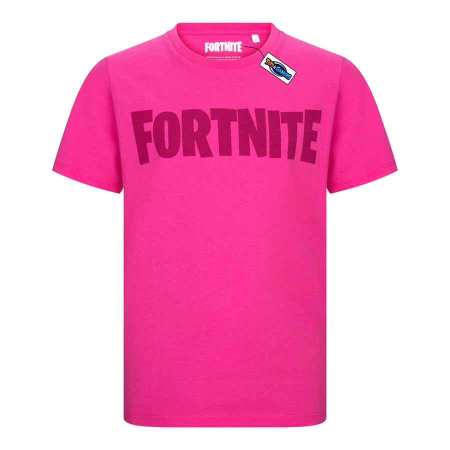 FORTNITE | Toys & Gamers | LOGO | Pink | Short Sleeved | Unisex Kids | Crew | Gaming Cotton T-Shirt Sizes 10 - 16 Years
