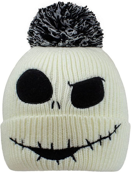 Nightmare Before Christmas Beanie Pom-Jack Face , White, One Size…