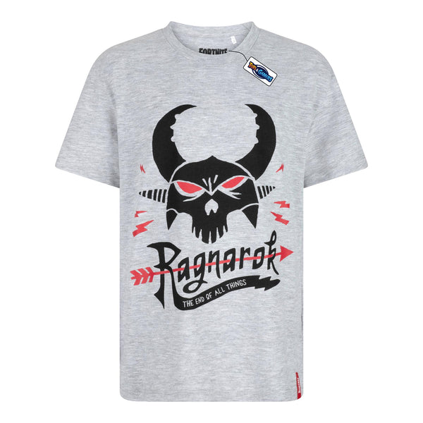 FORTNITE | Toys & Gamers | RAGNAROK | Grey | Short Sleeved | Unisex Kids | Crew | Gaming Cotton T-Shirt Sizes 10 - 16 Years