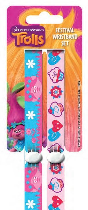 Licensed TROLLS Design Festival Wristband Set Of Two