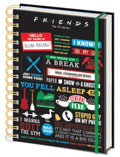 FRIENDS BLACK Premium A5 Hardback Spiral INFOGRAPHIC Notebook