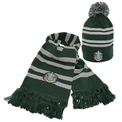 Harry Potter Slytherin House Knitted Scarf  and hat Green and Grey