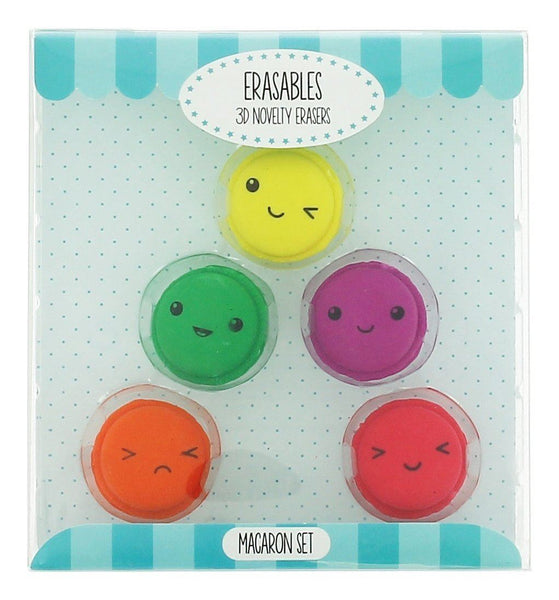MACARON Novelty Erasers Pack of 5 Small Erasables