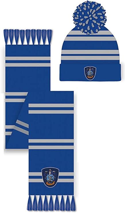 Harry Potter Ravenclaw House Knitted Scarf  and hat Blue and Grey