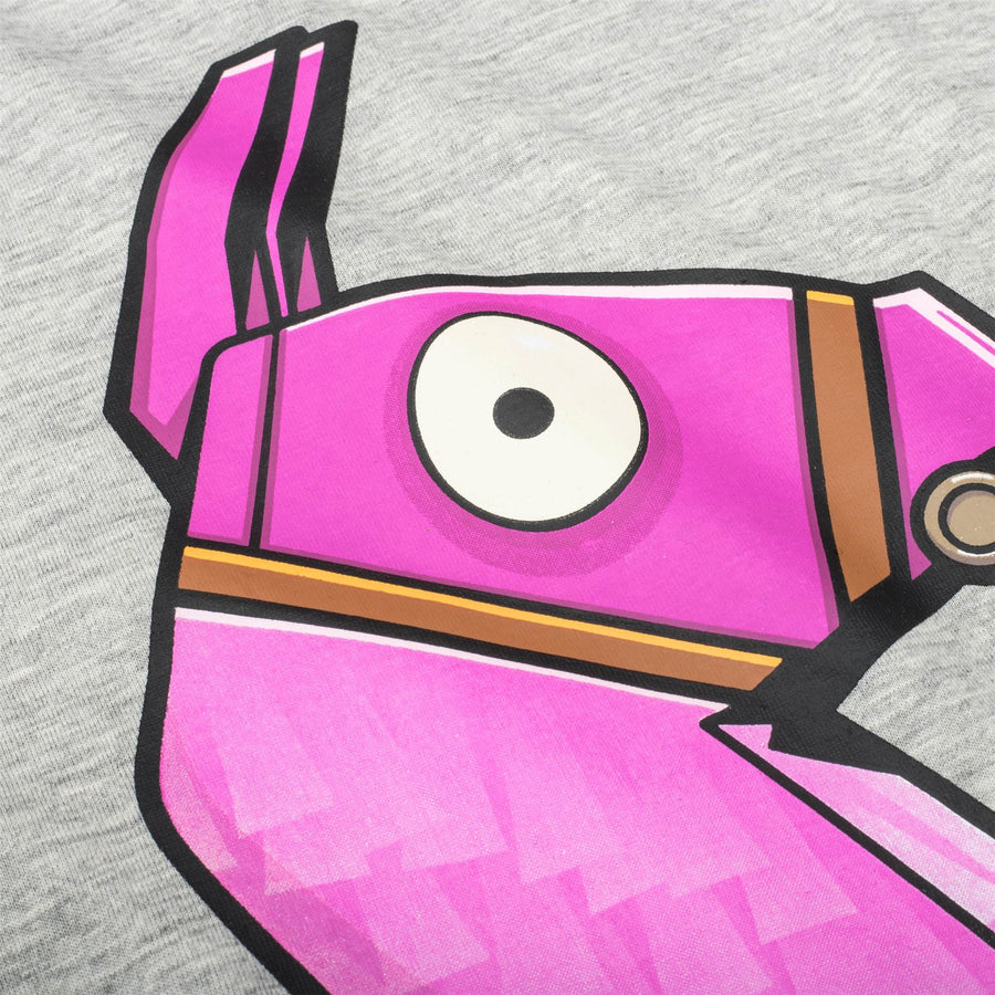 FORTNITE | LLAMA | Grey | Short Sleeved | Unisex Kids | Crew | Gaming Cotton T-Shirt Sizes 10 - 16 Years