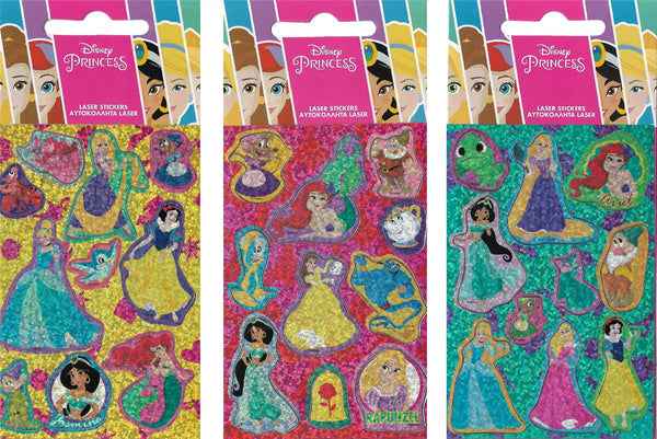 DISNEY PRINCESS Holographic 10 Sticker Sheet - 3 x Packs