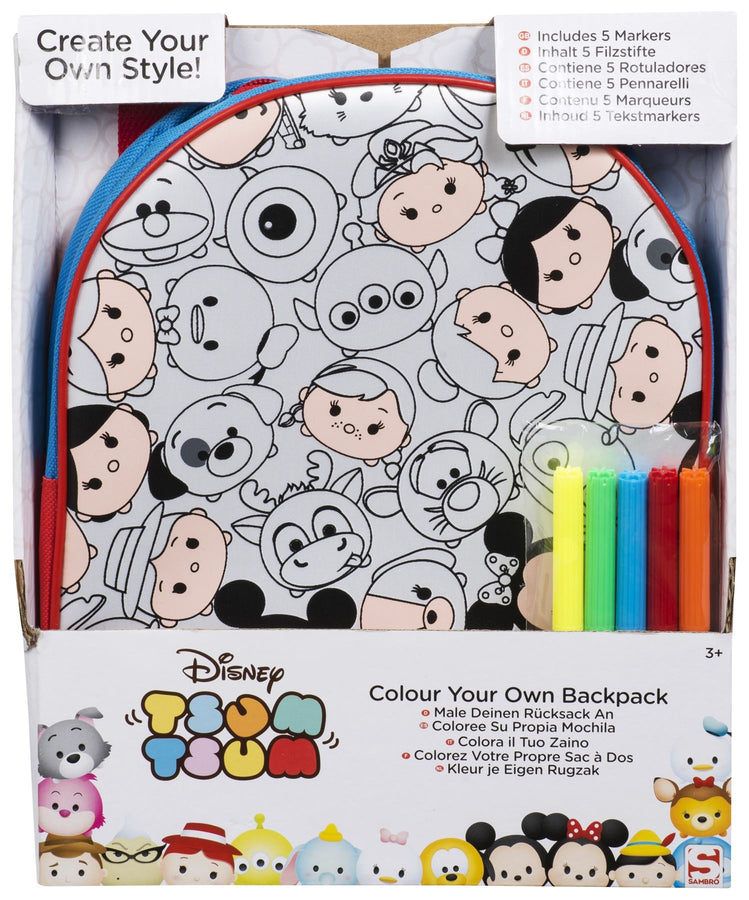 Official Licensed | TSUM TSUM | Colour Your Own Backpack School Bag