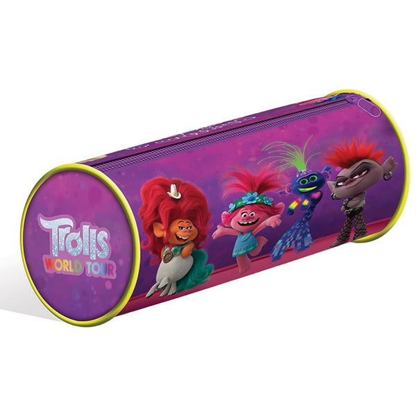 TROLLS Barrel Pencil Case Vivid Fabric Design Back to School