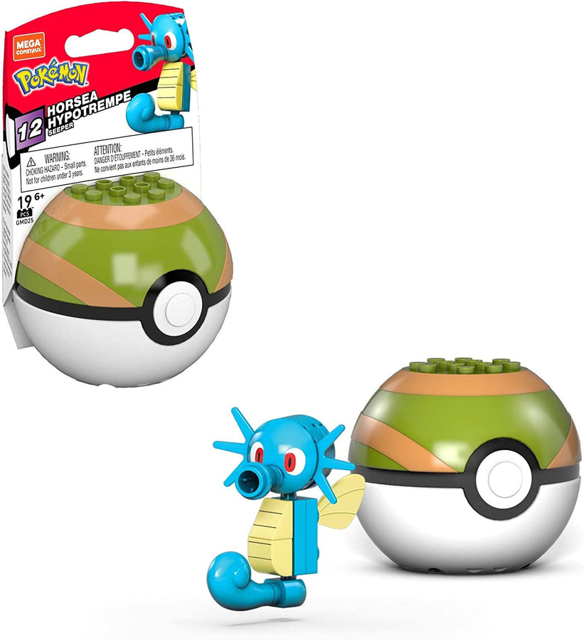 MEGA Construx | POKEMON HORSEA | Figure Building Set with Poke Ball