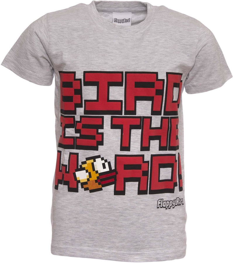 FLAPPY BIRD T-shirt | Official Shirt | BIRD IS THE WORD | Youth | 7-8 | GREY
