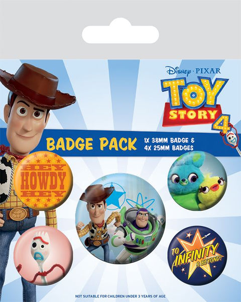 TOY STORY 4 Official Pin Backed Badge Pack FRIENDS FOR LIFE