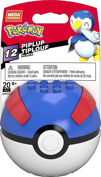 MEGA Construx | POKEMON PIPLUP | Figure Building Set with Poke Ball
