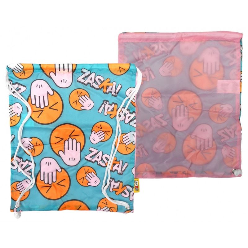 HAND OVER MOUTH Turquoise Drawstring Trainer School Bag 44.5 cm x 38 cm