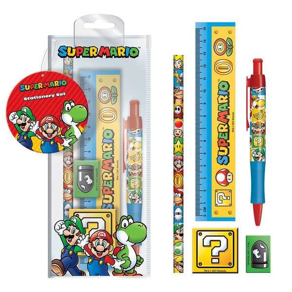 SUPER MARIO  | 5 Piece Stationery Set | Officially Licensed