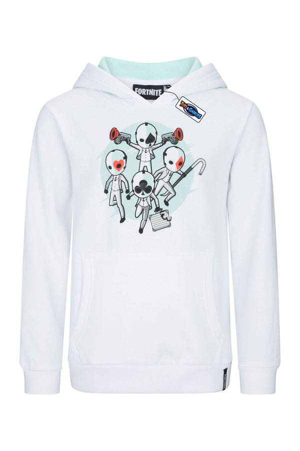 FORTNITE | WILD CARD | White | Long Sleeved | Unisex Kids | Drawstring Hooded | Gaming Cotton Hoodie Sizes 10-16 Years……