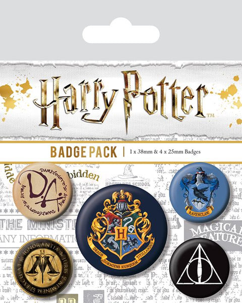 HARRY POTTER Official Pin Backed Badge Pack HOGWARTS