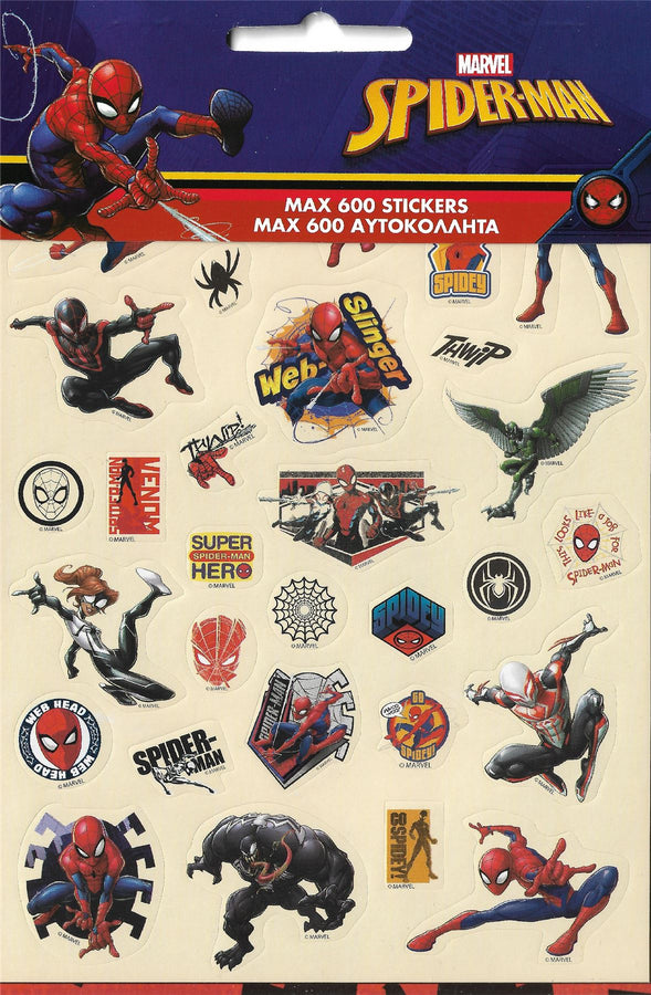 MARVEL SPIDER-MAN STICKER BOOK with 8 Sheets and over 600 Stickers