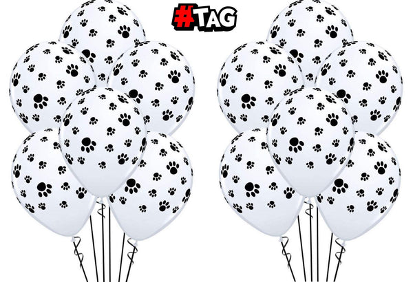 Set of 12 x 12 Inch Paw Print Balloons Ideal For Birthday Party