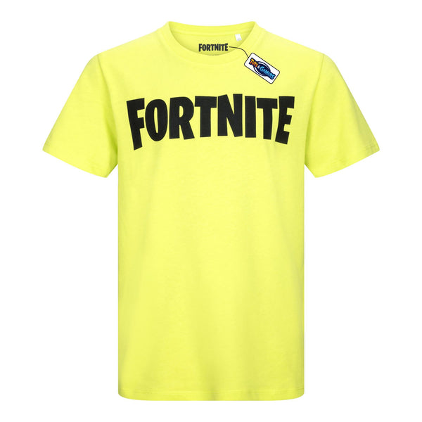 FORTNITE | LOGO | Lime Green | Short Sleeved | Unisex Kids | Crew | Gaming Cotton T-Shirt Sizes 10 - 16 Years