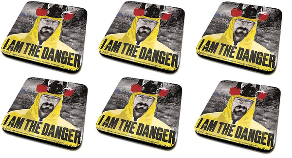 Set of 6 x BREAKING BAD COASTER "I Am The Danger" Drinks Table Coaster