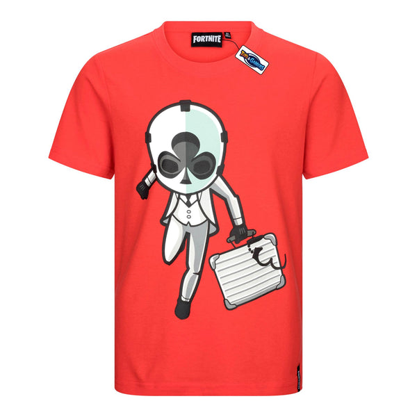 FORTNITE | WILD CARD | Red | Short Sleeved | Unisex Kids | Crew | Gaming Cotton T-Shirt Sizes 10 - 16 Years