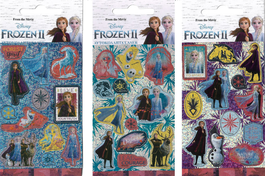 DISNEY FROZEN II Holographic 10 Sticker Sheet - 3 x Packs