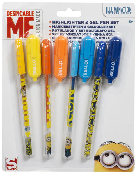MINIONS | Gel Pens and Highlighter Set | MINION Pen Set | Perfect for School
