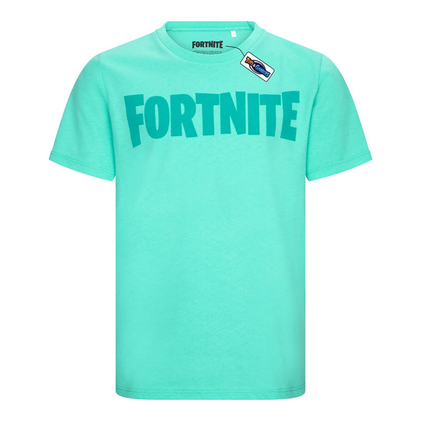 FORTNITE | Toys & Gamers | LOGO | Cyan | Short Sleeved | Unisex Kids | Crew | Gaming Cotton T-Shirt Sizes 10 - 16 Years