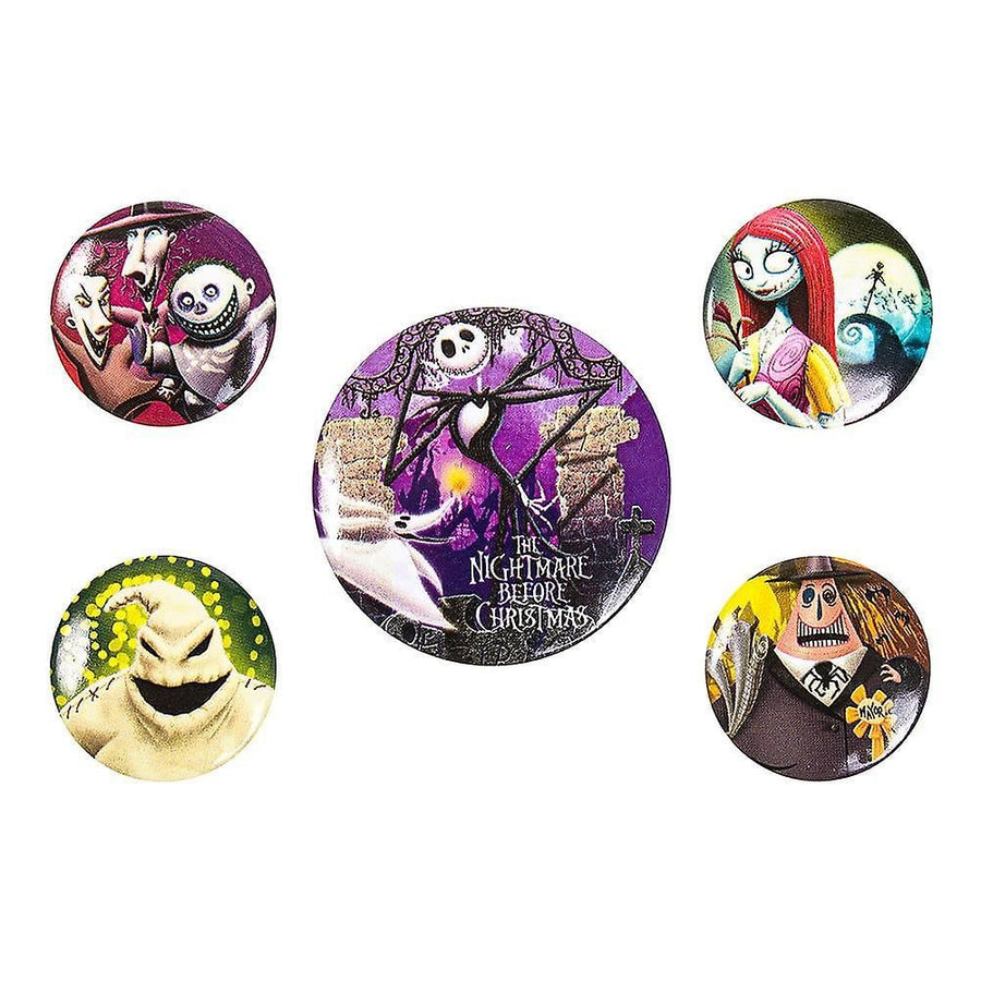 NIGHTMARE BEFORE CHRISTMAS Characters Badge Pack of 5 Safety Pin Backed Badges