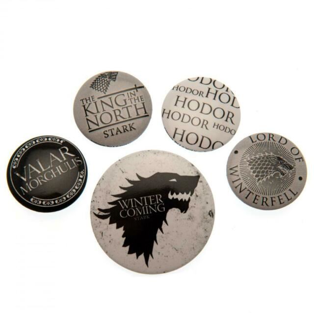 GAME OF THRONES Official Pin Backed Badge Pack WINTER IS COMING