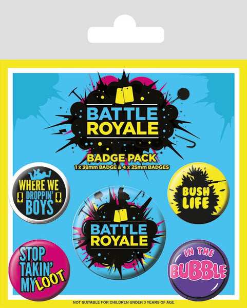 FORTNITE Battle Royale Badge Pack of 5 Safety Pin Backed Badges