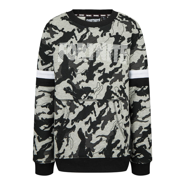 FORTNITE | Kids Sweatshirt | Fortnite Camo Sweater | Grey | Ages 5-14 Years