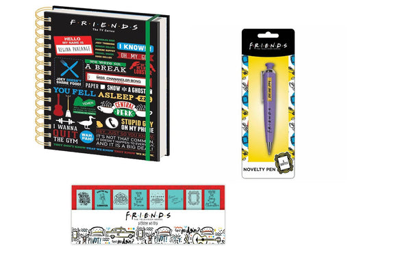 FRIENDS BLACK A5 Notebook, Sticky Notes and Pen Set