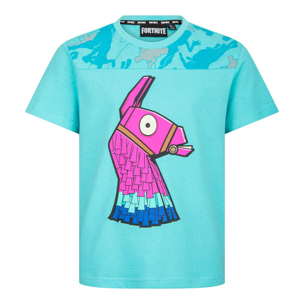 FORTNITE | ALPACA | Blue | Short Sleeved | Unisex Kids | Crew | Gaming Cotton T-Shirt Sizes 7 - 14 Years