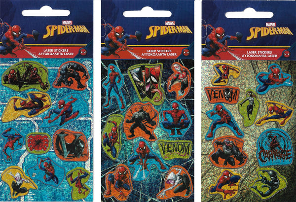MARVEL SPIDERMAN Holographic 10 Sticker Sheet - 3 x Packs