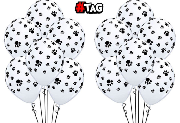 Set of 12 x 12 Inch Paw Print Balloons Ideal For Birthday Party