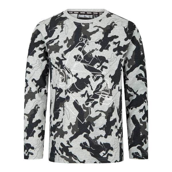 FORTNITE | Long Sleeved | Grey Camo T-shirt | Age 7-14