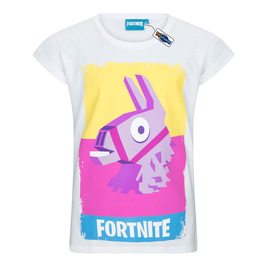 FORTNITE | Toys & Gamers | NO DRAMA LLAMA | White | Short Sleeved | Unisex Kids | Crew | Gaming Cotton T-Shirt Sizes 10 - 16 Years