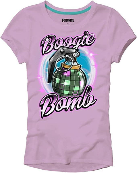FORTNITE | BOOGIE BOMB | Pink | Short Sleeved | Unisex Kids | Crew | Gaming Cotton T-Shirt Sizes 10 - 16 Years