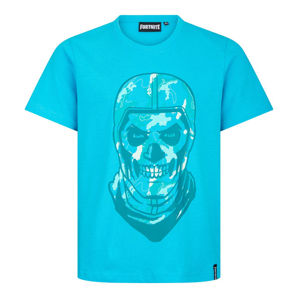 FORTNITE | SKULL TROOPER | Blue | Short Sleeved | Unisex Kids | Crew| Gaming Cotton T-Shirt Sizes 10 - 16 Years